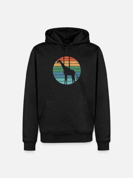 Retro Giraffe Funny Giraffe Gift - Men’s Premium Organic Hoodie - black