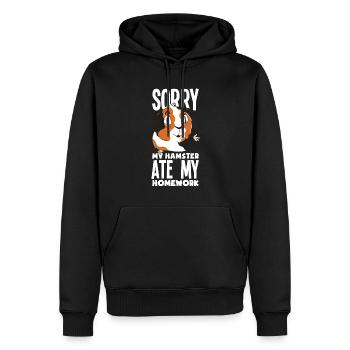 Mon hamster a mangé mes devoirs - Sweat à capuche Premium bio Homme - noir - Devant - Nico (187cm)