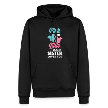 Pink Or Blue Gender Reveal Baby Party Schwester - Männer Premium Bio Hoodie - Schwarz - Vorne - Nico (187cm)