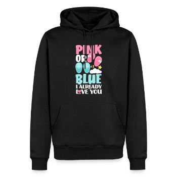 Le genre rose ou bleu révèle la fête de bébé - Sweat à capuche Premium bio Homme - noir - Devant - Nico (187cm)
