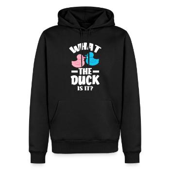 Qu’est-ce que le canard est-ce que le genre révéler la fête - Sweat à capuche Premium bio Homme - noir - Devant - Nico (187cm)
