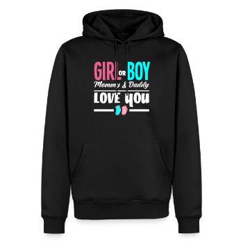 Mädchen Oder Junge Mama Und Papa Lieben Dich - Männer Premium Bio Hoodie - Schwarz - Vorne - Nico (187cm)