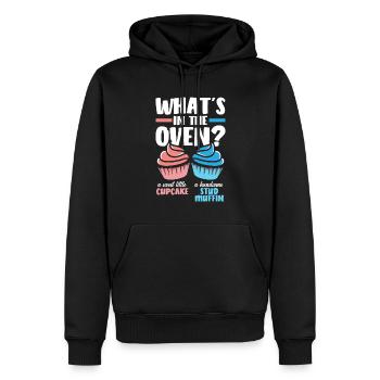 Cupcake Oder Muffin Gender Reveal Party - Männer Premium Bio Hoodie - Schwarz - Vorne - Nico (187cm)