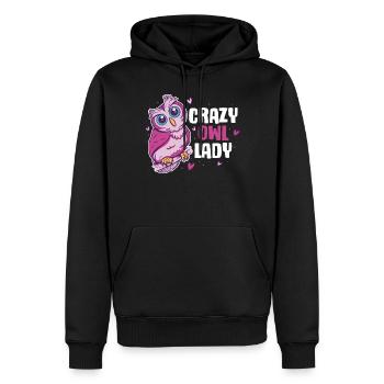Crazy Owl Lady Eule Geschenk - Männer Premium Bio Hoodie - Schwarz - Vorne - Nico (187cm)