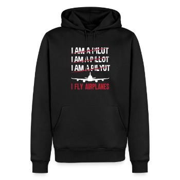 Flugzeug Luftfahrt Pilot Lustiges Piloten Geschenk - Männer Premium Bio Hoodie - Schwarz - Vorne - Nico (187cm)