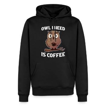 Coffee Owl Eule Geschenk - Männer Premium Bio Hoodie - Schwarz - Vorne - Nico (187cm)