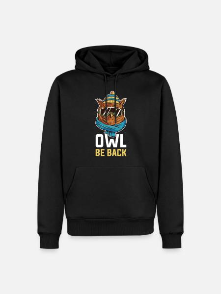 Owl Be Back Eule Geschenk - Männer Premium Bio Hoodie - Schwarz