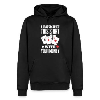Joueur de poker Joueur de poker Cadeau de poker - Sweat à capuche Premium bio Homme - noir - Devant - Nico (187cm)