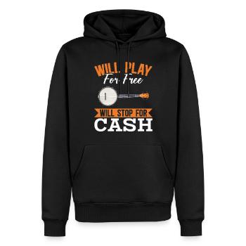 Mauvais joueur de banjo Humour Folk Country Music - Sweat à capuche Premium bio Homme - noir - Devant - Nico (187cm)