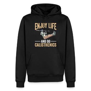 Calisthenics Körpergewicht Krafttraining - Männer Premium Bio Hoodie - Schwarz - Vorne - Nico (187cm)