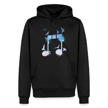 Bunte Musiknote Vögel Musikant - Männer Premium Bio Hoodie - Schwarz - Vorne - Nico (187cm)