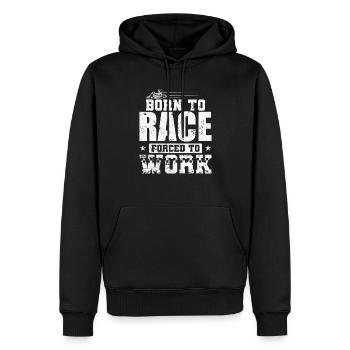 Né pour courir forcé de travailler Course de karting - Sweat à capuche Premium bio Homme - noir - Devant - Nico (187cm)