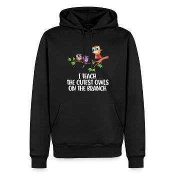 J’enseigne aux hiboux les plus mignons Hiboux Hiboux Cadeau - Sweat à capuche Premium bio Homme - noir - Devant - Nico (187cm)