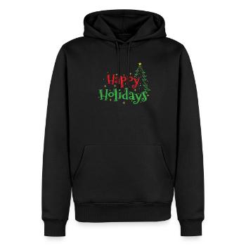 Happy Holidays Weihnachten Familienzeit - Männer Premium Bio Hoodie - Schwarz - Vorne - Nico (187cm)