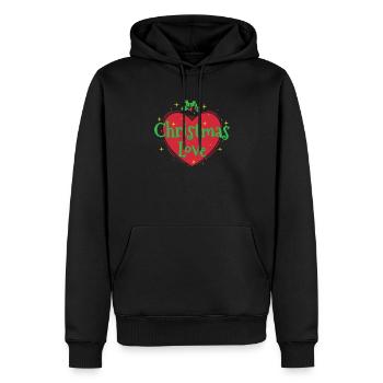 Noël Amour Noël Famille - Sweat à capuche Premium bio Homme - noir - Devant - Nico (187cm)