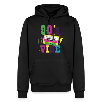 Proverbes des années 1990 Idée cadeau des années 90 - Sweat à capuche Premium bio Homme - noir - Devant - Nico (187cm)