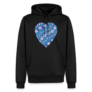 Cœur Paréo aux vagues bleues. - Sweat à capuche Premium bio Homme - noir - Devant - Nico (187cm)