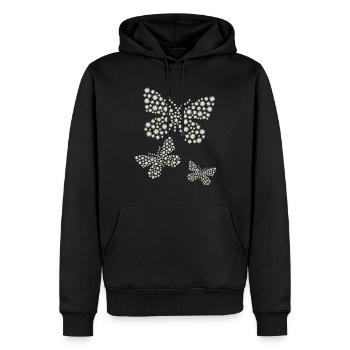 Marguerite Papillon Fleur Mignonne - Sweat à capuche Premium bio Homme - noir - Devant - Nico (187cm)