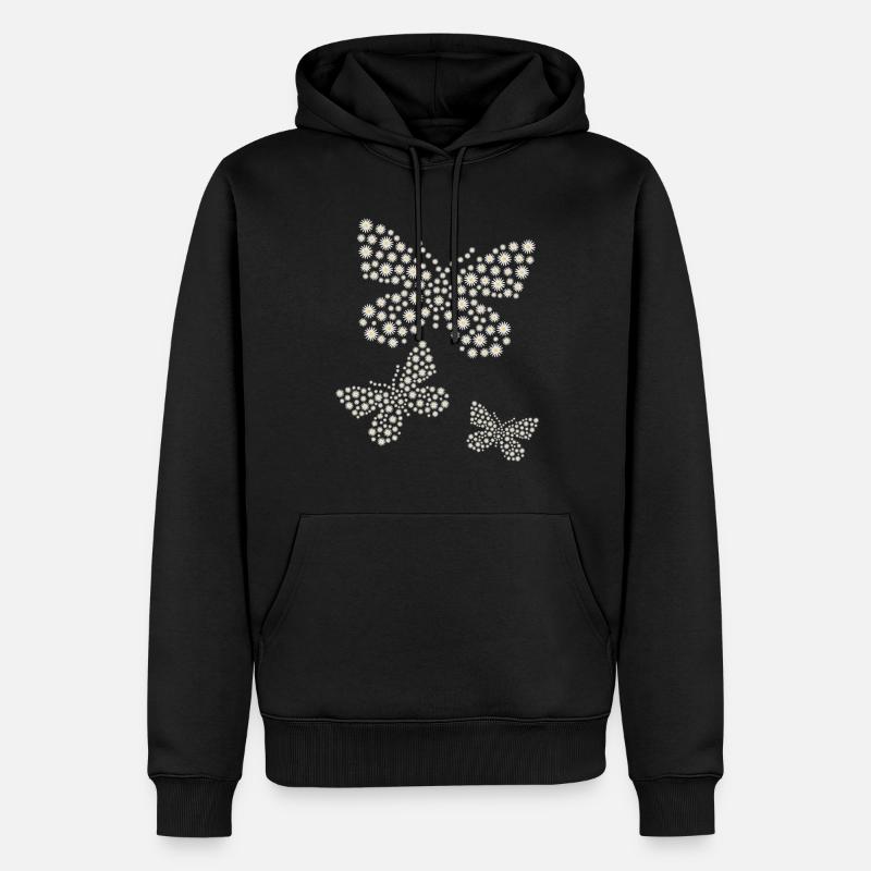 Marguerite Papillon Fleur Mignonne - Sweat à capuche Premium bio Homme - noir