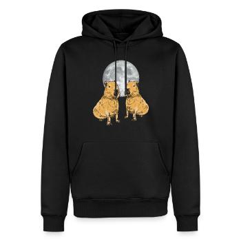 Capybara Lune Drôle capybaras - Sweat à capuche Premium bio Homme - noir - Devant - Nico (187cm)