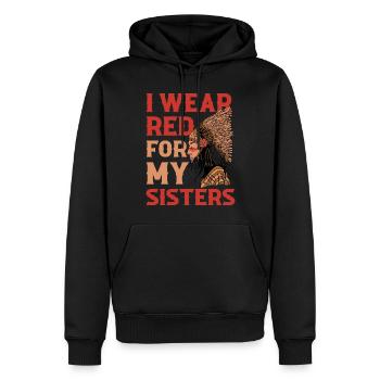 Cadeau rouge pour mes sœurs amérindiennes - Sweat à capuche Premium bio Homme - noir - Devant - Nico (187cm)