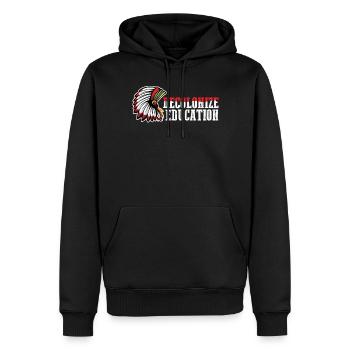 Décoloniser l’éducation Don amérindien - Sweat à capuche Premium bio Homme - noir - Devant - Nico (187cm)