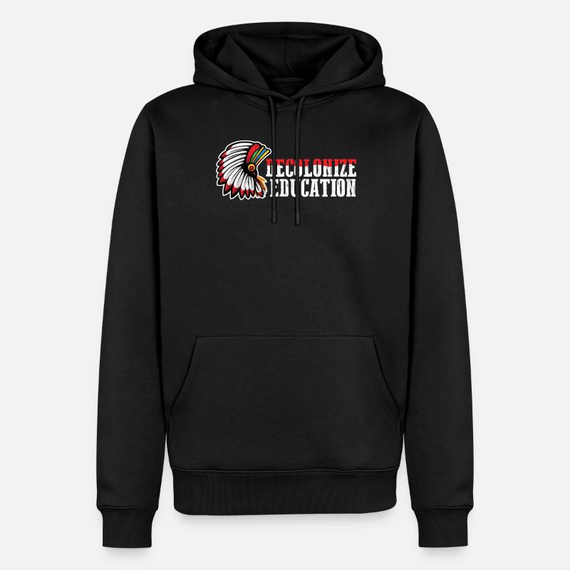 Décoloniser l’éducation Don amérindien - Sweat à capuche Premium bio Homme - noir