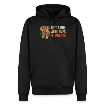 Just A Boy Who Loves Elephants Elefant Geschenk - Männer Premium Bio Hoodie - Schwarz - Vorne - Nico (187cm)