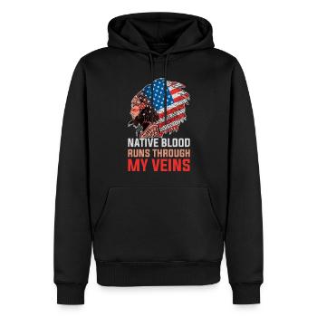 Cadeau amérindien de sang natif - Sweat à capuche Premium bio Homme - noir - Devant - Nico (187cm)