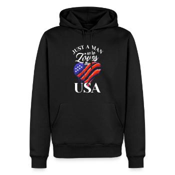 Amerika USA Amerikaner Amerikanerin - Männer Premium Bio Hoodie - Schwarz - Vorne - Nico (187cm)
