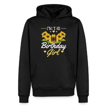 Anniversaire Fille Tournesol Fille Fleur - Sweat à capuche Premium bio Homme - noir - Devant - Nico (187cm)