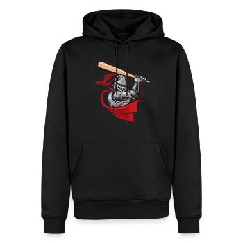 Mittelalterlicher Ritter Baseballspieler - Männer Premium Bio Hoodie - Schwarz - Vorne - Nico (187cm)
