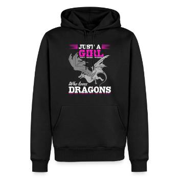 Girl Dragon Lovers Médiéval - Sweat à capuche Premium bio Homme - noir - Devant - Nico (187cm)