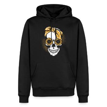 Crâne Tournesol Mère jardinage Mère - Sweat à capuche Premium bio Homme - noir - Devant - Nico (187cm)