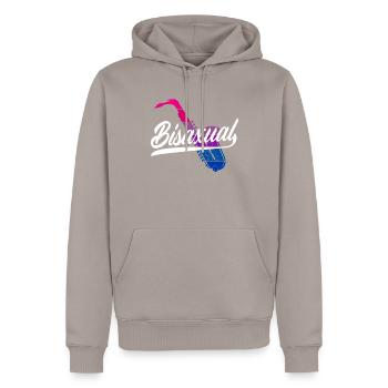 Bisexuel LGBTQ+ Bi LGBTQ - Sweat à capuche Premium bio Homme - taupe - Devant - Nico (187cm)