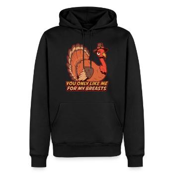 Tu n’aimes que mes seins cadeau de Thanksgiving - Sweat à capuche Premium bio Homme - noir - Devant - Nico (187cm)