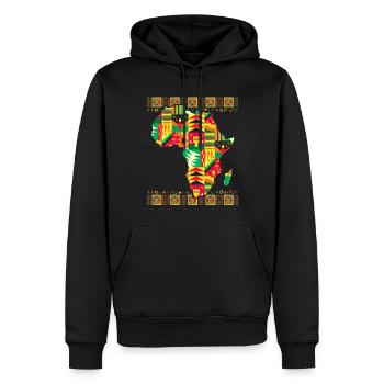 Afrikanische Karte Kente Kunst Schwarz Afro - Männer Premium Bio Hoodie - Schwarz - Vorne - Nico (187cm)