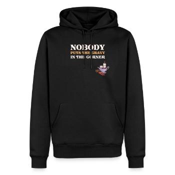 Gravy In The Corner Thanksgiving Gift - Men’s Premium Organic Hoodie - black - Front - Nico (187cm)