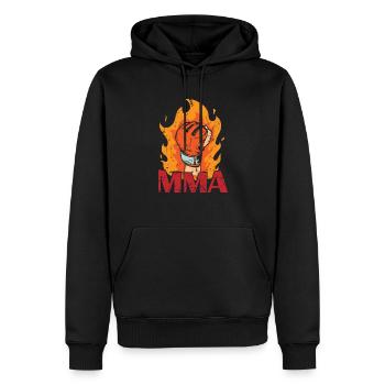 MMA brûlant un gant de boxe avec du feu - Sweat à capuche Premium bio Homme - noir - Devant - Nico (187cm)