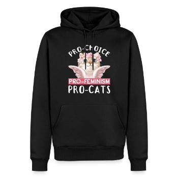 Amoureux des chats Pro-Choix Féminisme Droits des femmes - Sweat à capuche Premium bio Homme - noir - Devant - Nico (187cm)