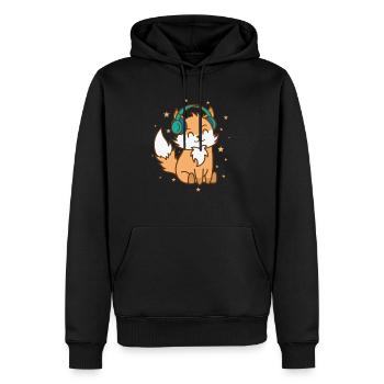 Fox écoute de la musique Nature Animal Zoo Environment - Sweat à capuche Premium bio Homme - noir - Devant - Nico (187cm)