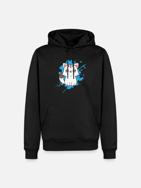 Chat dans un animal japonais de style kawaii - Sweat à capuche Premium bio Homme - noir