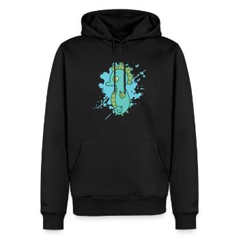 Seepferdchen im japanischen Kawaii Stil Tier - Männer Premium Bio Hoodie - Schwarz - Vorne - Nico (187cm)