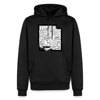 LOVERS SET 02 / DAS ZEUGS - Männer Premium Bio Hoodie - Schwarz - Vorne - Nico (187cm)