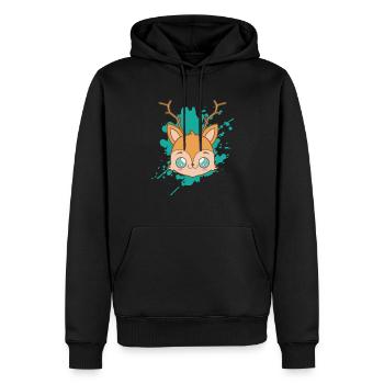 Cerf cerf dans un animal japonais de style kawaii - Sweat à capuche Premium bio Homme - noir - Devant - Nico (187cm)