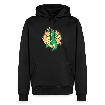 Un dragon mignon souffle des contes de fées de créatures mythiques - Sweat à capuche Premium bio Homme - noir - Devant - Nico (187cm)