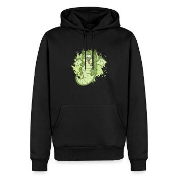 Speckiger Drache guckt lustig Tier - Männer Premium Bio Hoodie - Schwarz - Vorne - Nico (187cm)