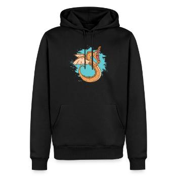 Drachenschlange mit offenem Mund - Männer Premium Bio Hoodie - Schwarz - Vorne - Nico (187cm)