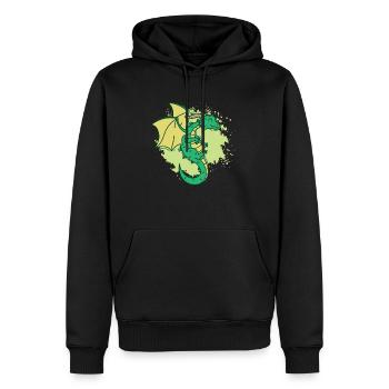 Dragon cool avec cornes drôle d’animal - Sweat à capuche Premium bio Homme - noir - Devant - Nico (187cm)
