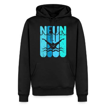 Schwimmen 9 Geburtstag Wasserratte Schwimm - Männer Premium Bio Hoodie - Schwarz - Vorne - Nico (187cm)